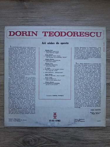 Dorin Teodorescu, Orchestra Cornel Popescu - Famous arias from operettas. Arii celebre din operete