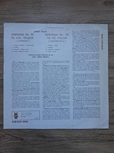 Orchestra de camera a Filarmonicii din Cluj-Napoca, Mircea Cristescu - Simfonia nr. 104 in Sol major. Surpriza. Simfonia nr. 101 in Re major. Ceasornicarul (Joseph Haydn)