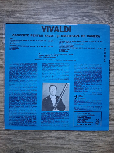 Orchestra de camera a Filarmonicii Moldova din Iasi, Ilarion Ionescu Galati, Miltiade Nenoiu - Concertos for bassoon and orchestra. Concerte pentru fagot si orchestra de camera (Antonio Vivaldi)
