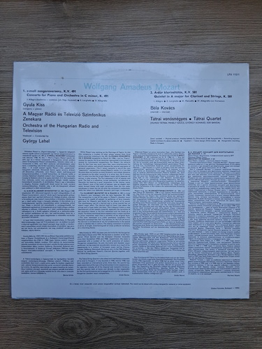 Orchestra of the Hungarian Radio and Television, Tatrai Quartet, Gyorgy Lehel - Piano concerto in C minor, K. 491. Clarinet quintet in A major, K. 581 (Wolfgang Amadeus Mozart)