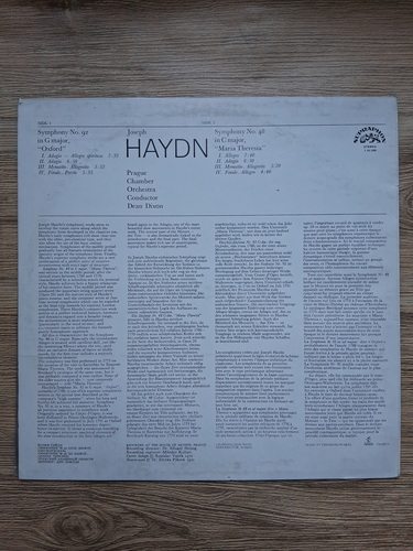 Prague Chamber Orchestra, Dean Dixon - Symphony no. 92 in G major. Oxford. Symphony no. 48 in C major. Maria Theresia (Joseph Haydn)