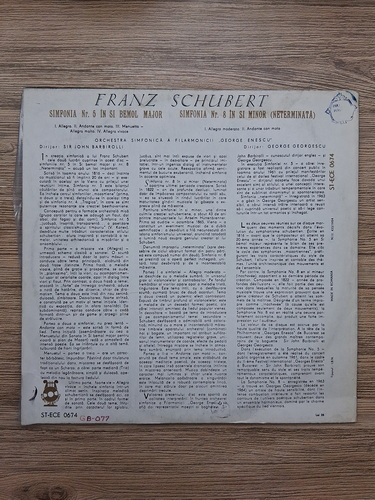 Orchestra Simfonica a Filarmonicii de Stat George Enescu, Sir John Barbirolli, George Georgescu - Simfonia nr. 5 in Si bemol major. Simfonia nr. 8 in Si minor. Neterminata (Franz Schubert)