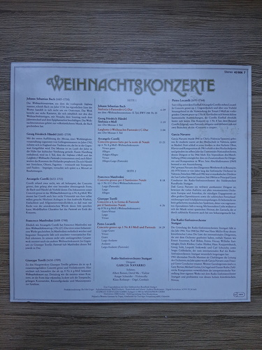 Radio Sinfonieorchester Stuttgart - Weihnachtskonzerte (Johann Sebastian Bach, Georg Friedrich Handel, Arcangelo Corelli, Francesco Manfredini, Giuseppe Torelli, Pietro Locatelli)