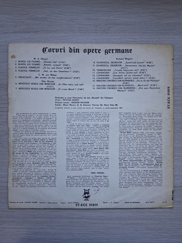Corul si orchestra Filarmonicii de stat Banatul din Timisoara, Corul si orchestra Filarmonicii de stat Banatul din Timisoara, Nicolae Boboc, Maria Moraru - Coruri din opere germane