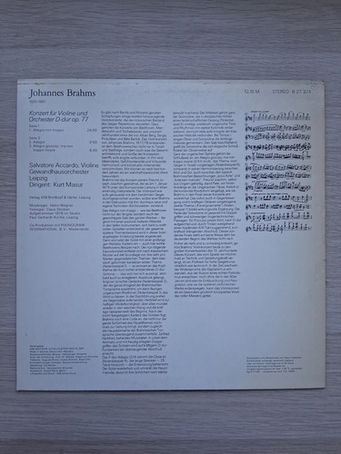 Gewandhausorchester Leipzig, Kurt Masur, Salvatore Accardo - Konzert fur Violine und Orchester in D major, op. 77 (Johannes Brahms)