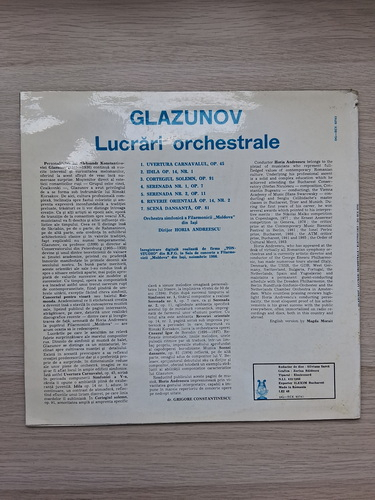 Orchestra Simfonica a Filarmonicii Moldova din Iasi, Horia Andreescu - Orchestral works. Lucrari orchestrale (Alexander Glazunov)