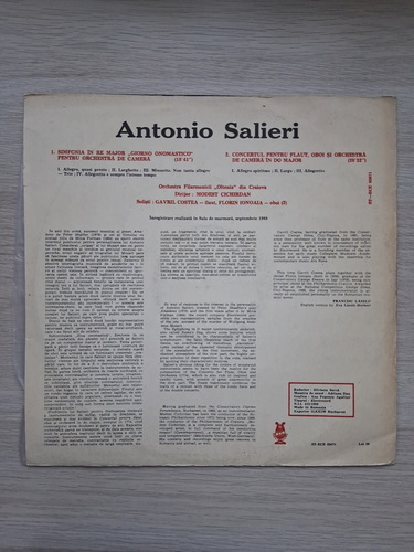 Orchestra simfonica a Filarmonicii Oltenia din Craiova - Simfonia in Re major. Giorno onomastico. Concert pentru flaut, oboi si orchestra de camera in Do major (Antonio Salieri)