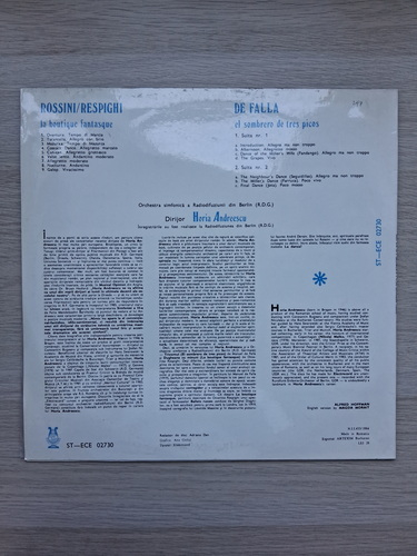 Orchestra Simfonica a Radiodifuziunii din Berlin R.D.G., Horia Andreescu - La boutique fantasque / El sombrero de tres picos (Gioacchino Rossini, Ottorino Respighi, Manuel de Falla)