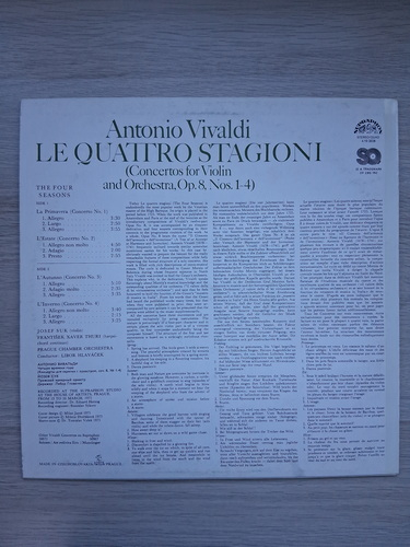 Prague Chamber Orchestra, Libor Hlavacek, Josef Suk, Frantisek Xaver Thuri - The Four Seasons. Concertos for violin and orchestra, op. 8 nos. 1-4 (Antonio Vivaldi)