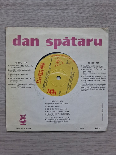 Dan Spataru, Orchestra Electrecord, Orchestra Alexandru Avramovici, Alexandru Imre - Dan Spataru 