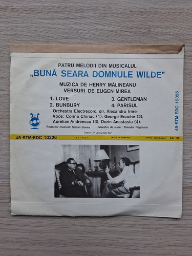 Orchestra Electrecord, Alex Imre - Buna seara domnule Wilde (Henri Malineanu, Eugen Mirea)