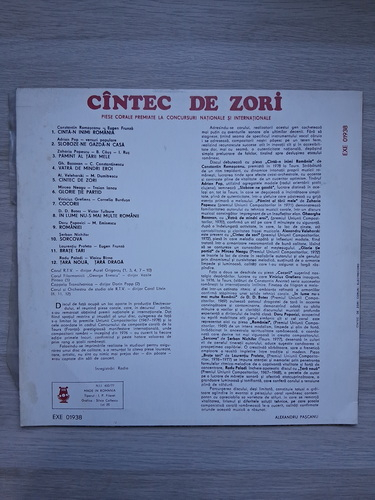 Cantec de zori. Piese corale laureate la concursuri nationale si internationale