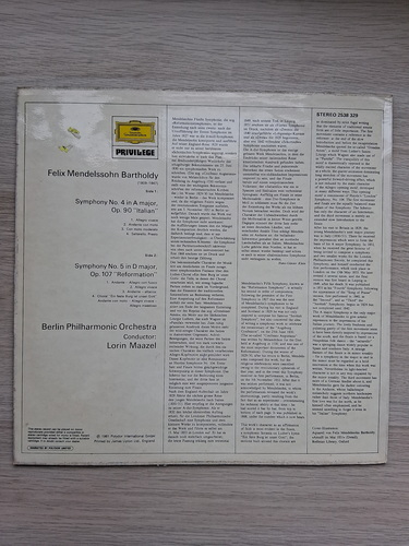 Berlin Philharmonic Orchestra, Lorin Maazel - Symphony no. 4 in La major, op. 90. Italian. Symphony no. 5 in Re major, op. 107. Reformation (Felix Mendelssohn-Bartholdy)