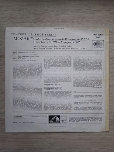 Netherlands Chamber Orchestra, David Zinman, Norbert Brainin - Sinfonia concertante in Mi bemol major, KV 364. Simfonia nr. 29 in La major, KV 201 (Wolfgang Amadeus Mozart)