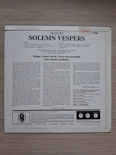 Philippe Caillard Chorale, Wiener Barockensemble - Ave verum corpus. Solemn vespers in Do major, KV 339. Misa brevis in Do major, KV 220. Spatzenmesse (Wolfgang Amadeus Mozart)