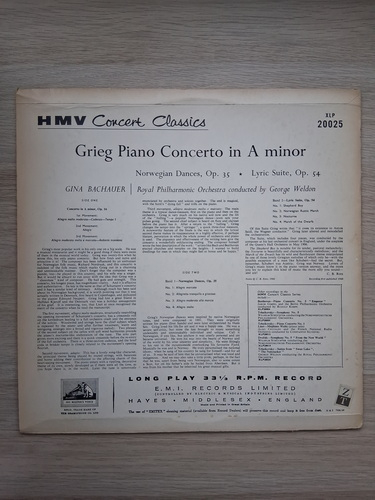 Royal Philharmonic Orchestra, George Weldon, Gina Bachauer - Concert pentru pian in La minor, op. 16. Dansuri norvegiene, op. 35. Suita lirica, op. 54 (Edvard Grieg)