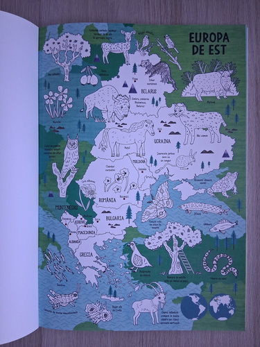 Animalele lumii. Carte de colorat cu harti