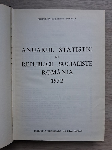  Anuarul statistic al Republicii Socialiste România 1972
