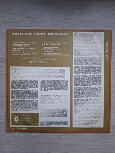 Orchestra simfonica a Filarmonicii din Cluj-Napoca, Emil Simon, Stefan Ruha - Souvenir from Romania (Ciprian Porumbescu, Ioan Scarlatescu, Ion Ivanovici, Grigoras Dinicu, Constantin Dimitrescu, George Enescu)