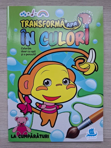 Transforma apa in culori. La cumparaturi (carte de colorat)
