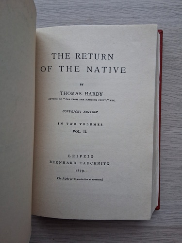 Thomas Hardy - The return of the native (2 parti colegate, 1879)