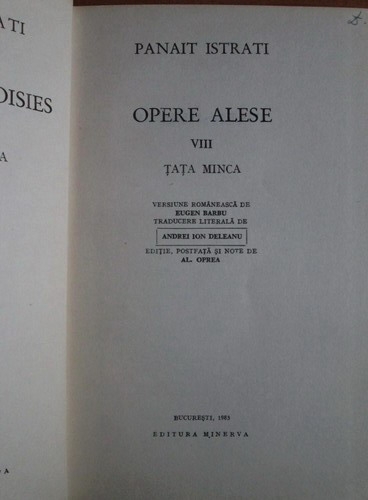 Panait Istrati - Opere Alese (volumul 8)