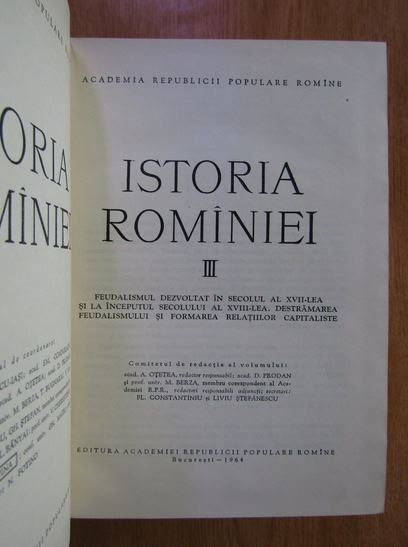 Istoria Romaniei (volumul 3, 1964)