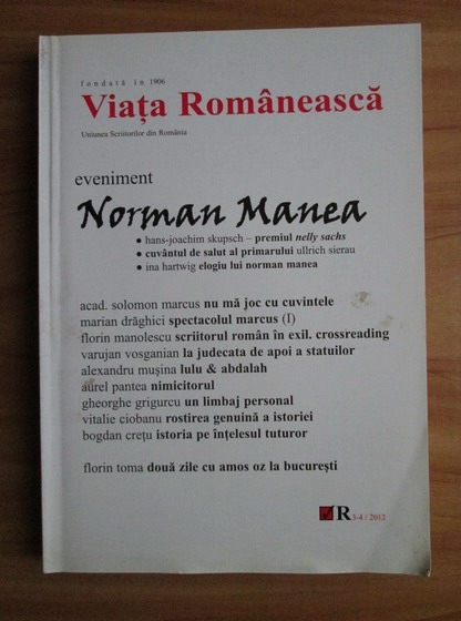 Anticariat: Revista Viata Romaneasca (nr 3-4/2012)