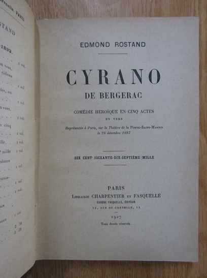 Edmond Rostand - Cyrano de Bergerac (1927)