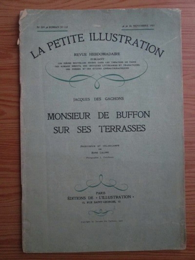 Anticariat: Jacques des Gachons - La petite illustration. Monsieur de Buffon sur ses terrasses (1927)