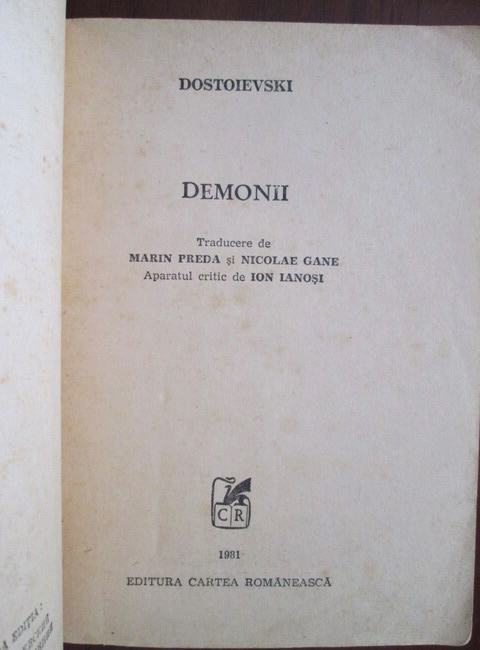 Dostoievski - Demonii (2 volume)