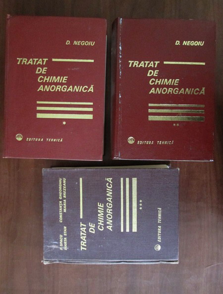 Anticariat: Dumitru Negoiu - Tratat de chimie anorganica (volumele 1, 2, 3)