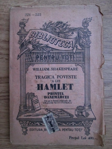 Anticariat: William Shakespeare - Tragica poveste a lui Hamlet printul Danemarcei