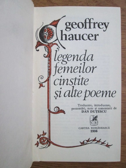 Geoffrey Chaucer - Legenda femeilor cinstite si alte poeme