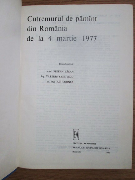 Stefan Balan - Cutremurul de pamant din Romania de la 4 martie 1977
