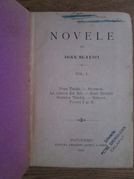 Ioan Slavici - Nuvele (1892, prima editie) 2 volume coligate