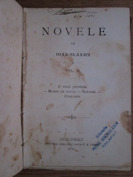 Ioan Slavici - Nuvele (1892, prima editie) 2 volume coligate