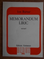 Ion Burnar - Memorandum liric. Versuri