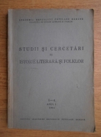 George Calinescu - Studii si cercetari de istorie literara si folclor (1952)
