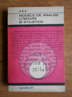 Anticariat:  Modele de analize literare si stilistice (volumul 3)
