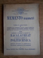 Neculai Raclis - Memento numeri. Probleme de examen dezlegate pentru examenul de bacalaureat si concursul de admitere la politehnica (1942)