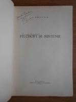 Anticariat: I. Brucar - Filosofi si sisteme (1933, cu autograful autorului)