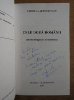 Gabriela Adamesteanu - Cele doua Romanii (cu autograful autoarei)