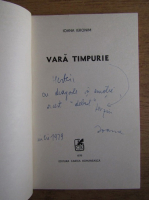 Ioana Ieronim - Vara timpurie (cu autograful autorului)