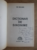Gh. Bulgar - Dictionar de sinonime (cu autograful autorului)