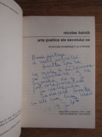 Nicolae Balota - Arte poetice ale secolului 20 (cu autograful autorului)
