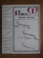 Anticariat: Revista Manuscriptum, nr. 82, anul XXII, 1991, Numar Special Eminescu