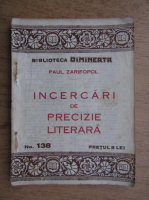 Paul Zarifopol - Incercari de precizie literara (1920)