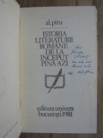 Alexandru Piru - Istoria literaturii romane de la inceput pana azi (cu autograful autorului)