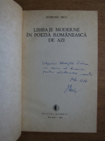 Dumitru Micu - Limbaje moderne in poezia romaneasca de azi (cu autograful autorului)